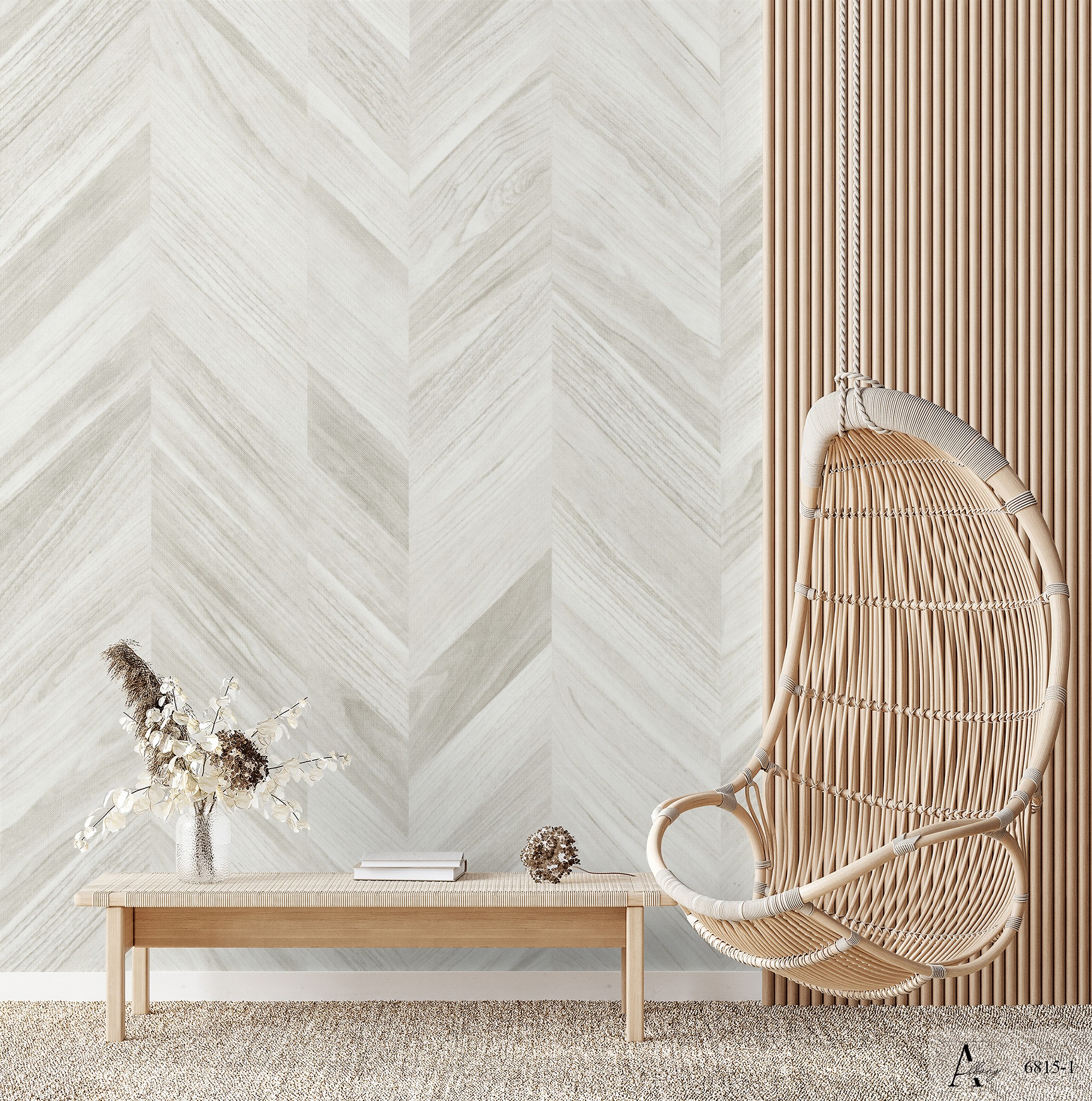 Giấy dán tường vân gỗ ghép thanh chéo Albany 6815-1 